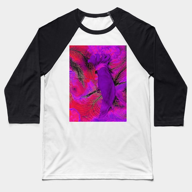 VIBRANT PURPLE RED CORAL PARROT COCKATOO POSTER PALM TROPICAL PRINT Baseball T-Shirt by jacquline8689